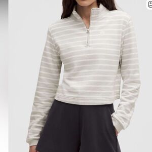 Lululemon French Terry Cropped Half Zip Yachtie Stripe